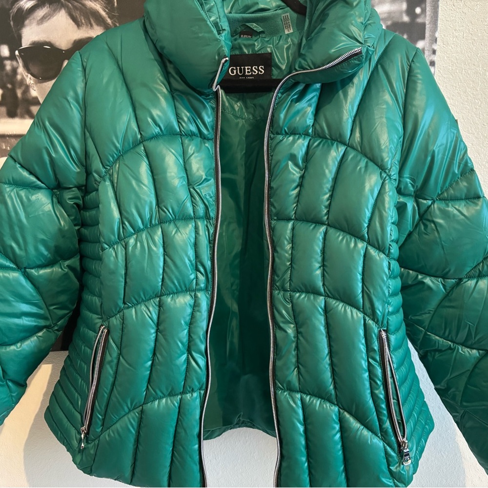 GUESS Teal Puffer Jacket for Women